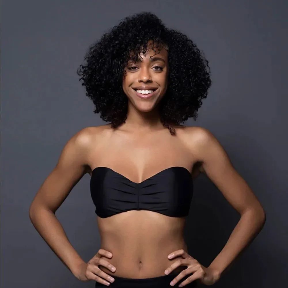 NWT- Swiminista Black ”JOY” bikini braided top with gold hardware- Size Small